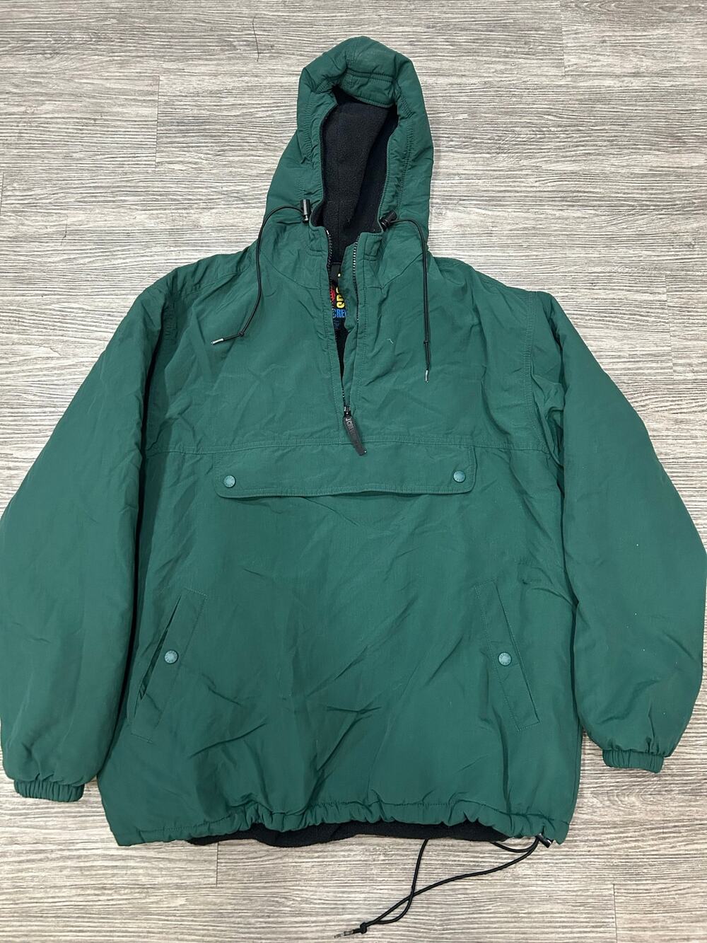 Vintage 90s J.Crew Sport Anorak Jacket Hooded Green Pullover Thinsulate Mens M